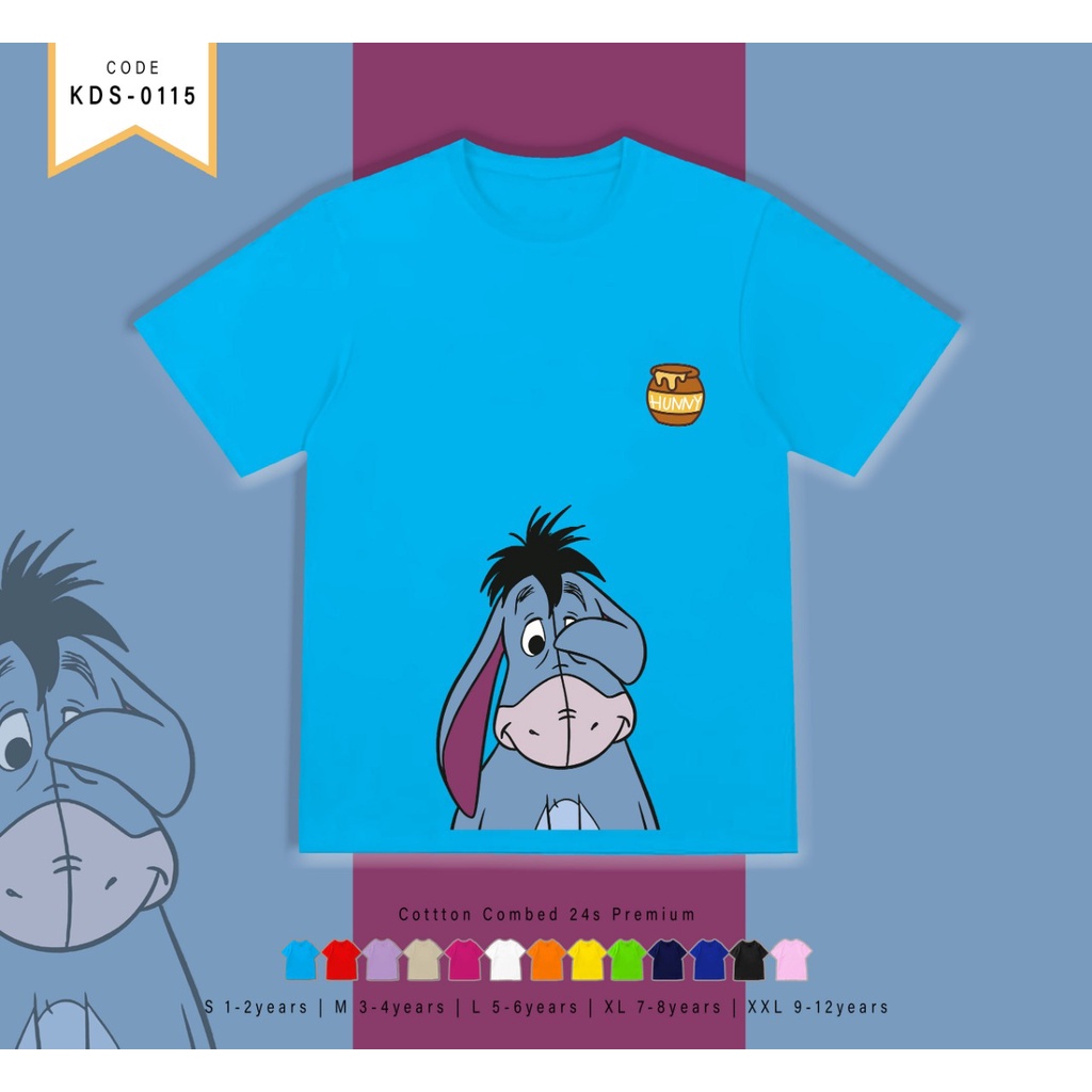 T-SHIRT KIDS / KAOS ANAK-ANAK BERGAMBAR EEYORE / CUSTOM TEE / MURAH