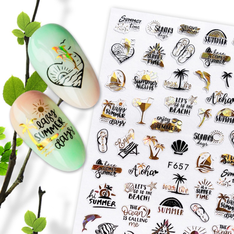 Siy Stiker Kuku Motif Bungadaun Untuk Dekorasi Nail Art