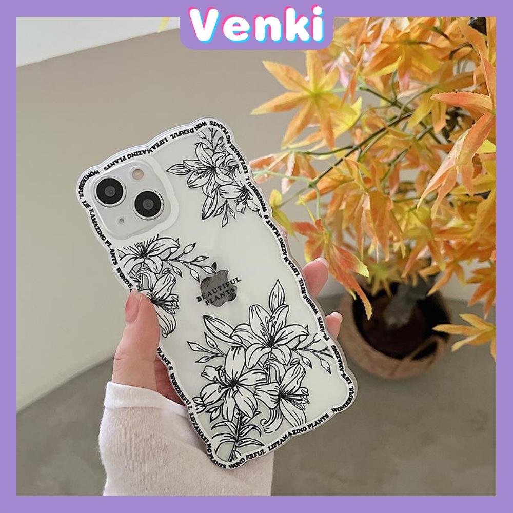 iPhone Case Silicone Soft Case TPU Clear Case Wave Anti-Slip Shockproof Protection Camera Black White Line Flower For iPhone 13 Pro Max iPhone 12 Pro Max iPhone 11 iPhone 7 Plus