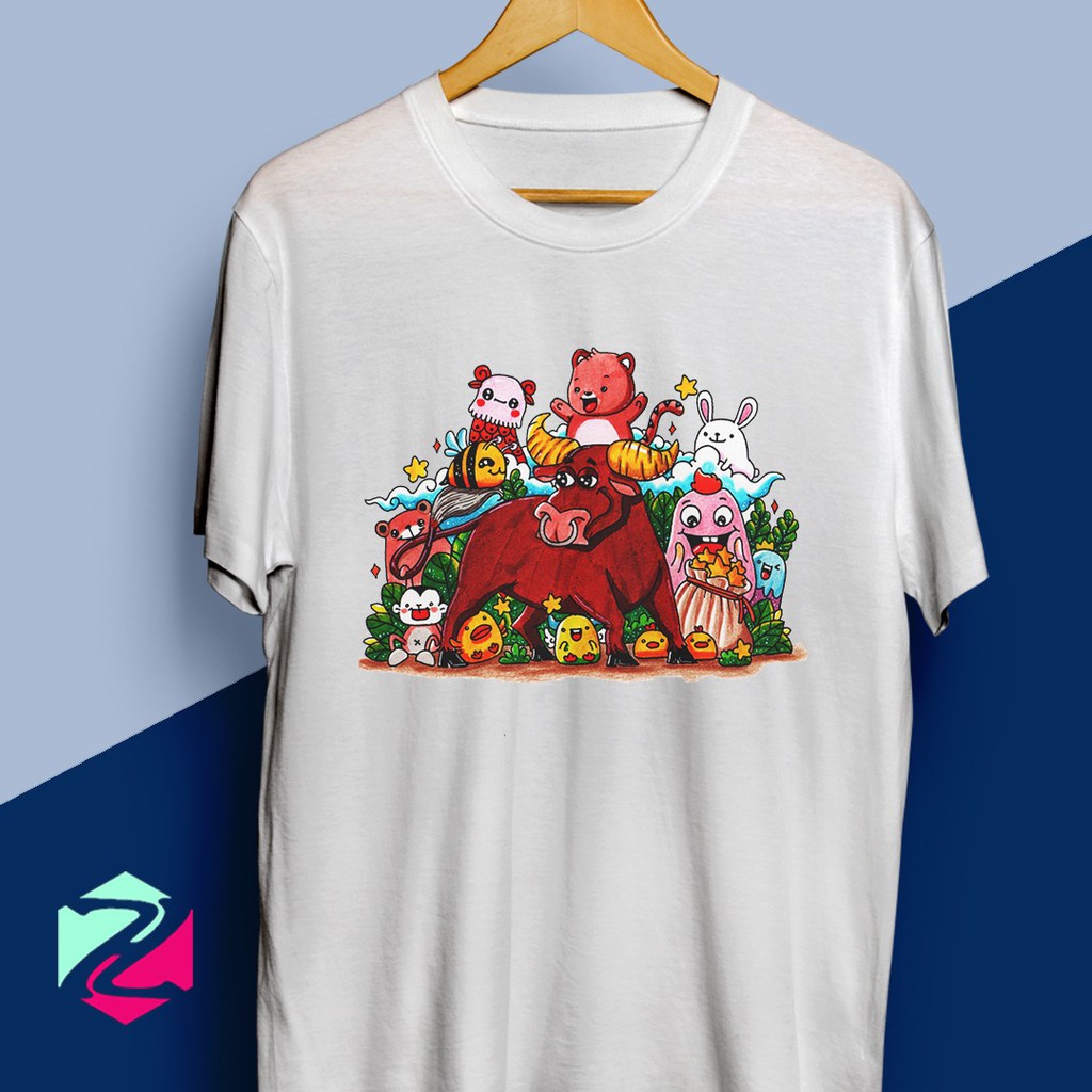 T-Shirt kaos zodiak TAURUS DOODLE ART SERIES