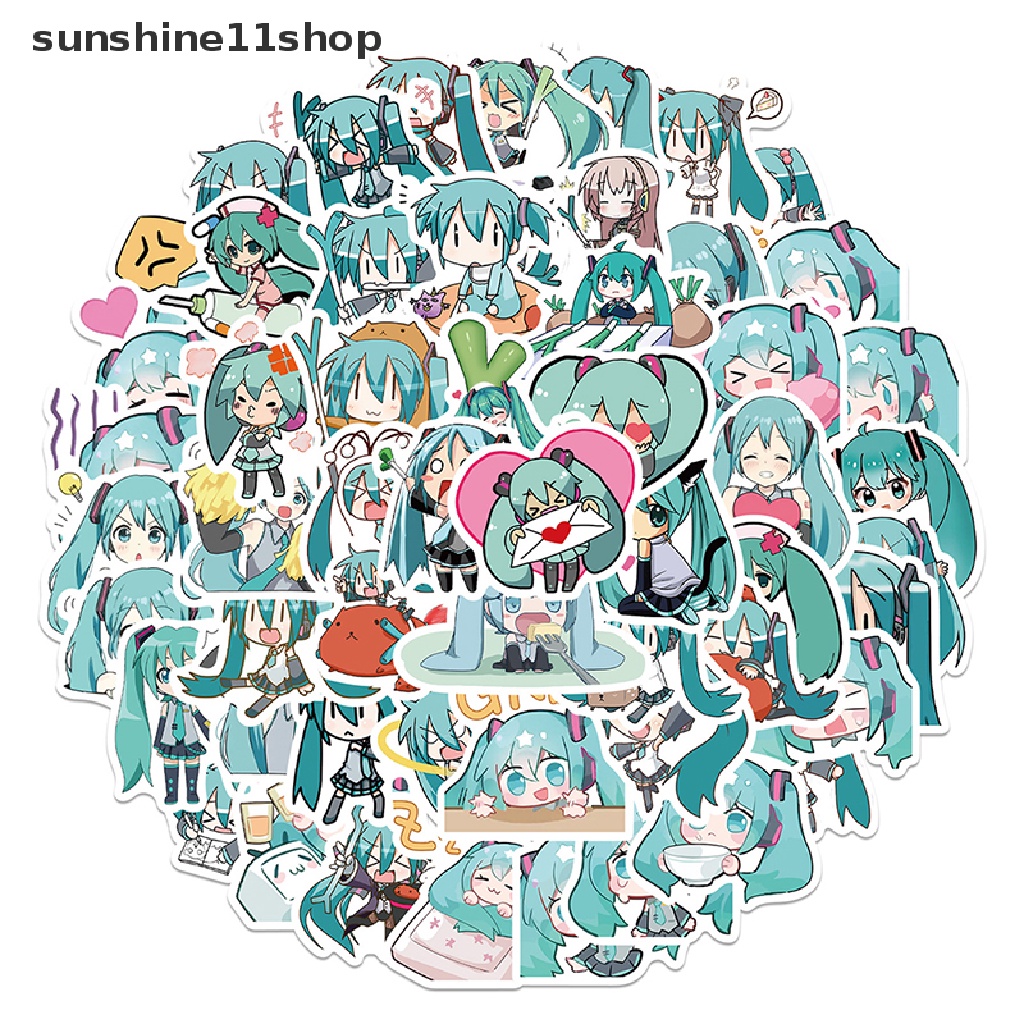 Sho 65Pcs Stiker Graffiti Kartun Hatsune Miku Untuk Gitar / Koper / Laptop