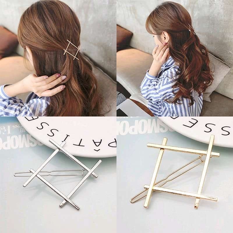 Jepit motif geometri bahan alloy jepitan rambut untuk wanita aksesoris fashion