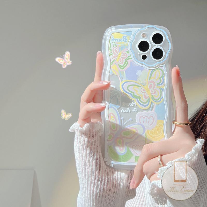 Soft Case TPU Bening Desain Clorful Butterfly Untuk iPhone 11 13 12 Pro MAX 7 8 6 6s Plus XR X XS MAX SE 2020