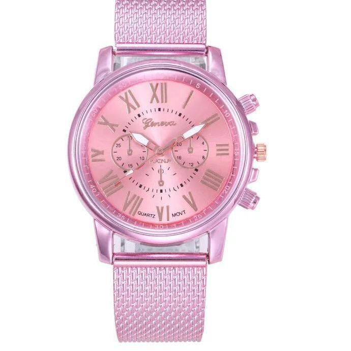 PROMO NEW JAM TANGAN GENEVA WANITA TALI PASIR PLATINUM IMPOR