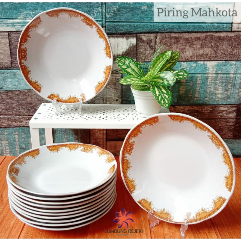 PROMO PIRING MAKAN KERAMIK MAHKOTA SULTAN / PIRING MAKAN MAHKOTA EMAS / PIRING MAKAN KERAMIK MAHKOTA
