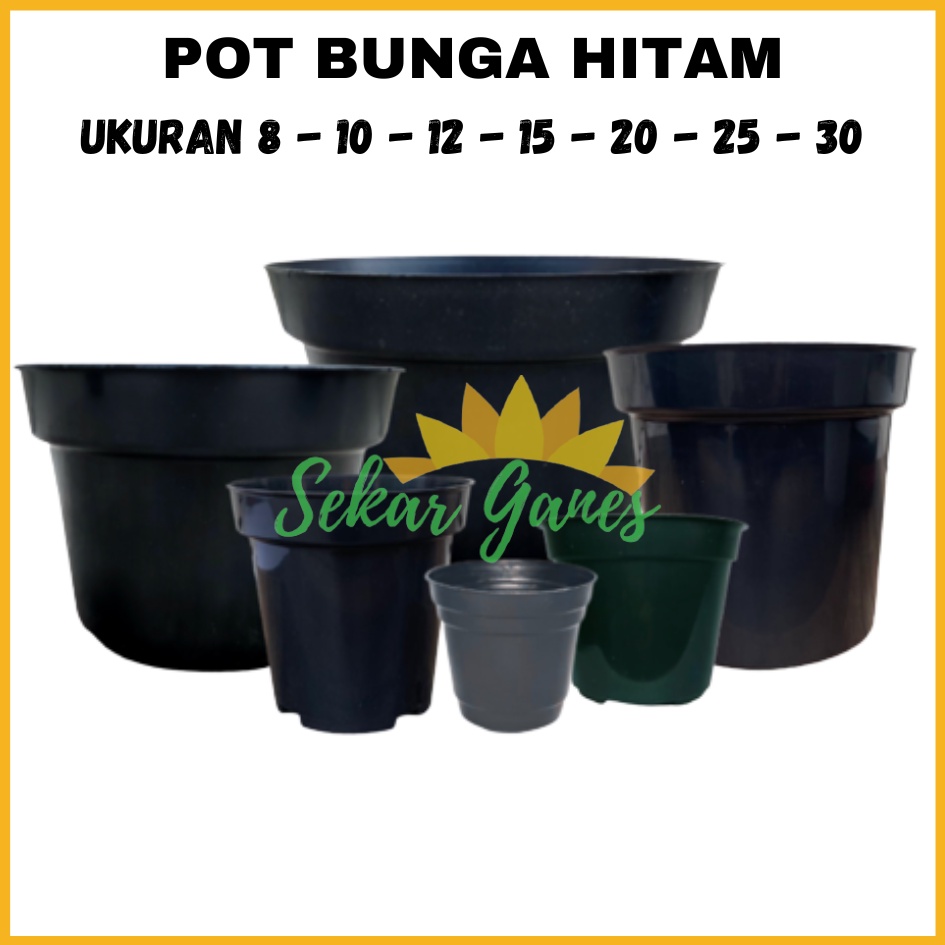 PROMO Pot Hitam Ukuran 30cm 25cm 20cm 12cm 10cm 8cm Pot bunga plastik murah Pot Bibit Besar Mini Kecil GROSIR TERMURAH