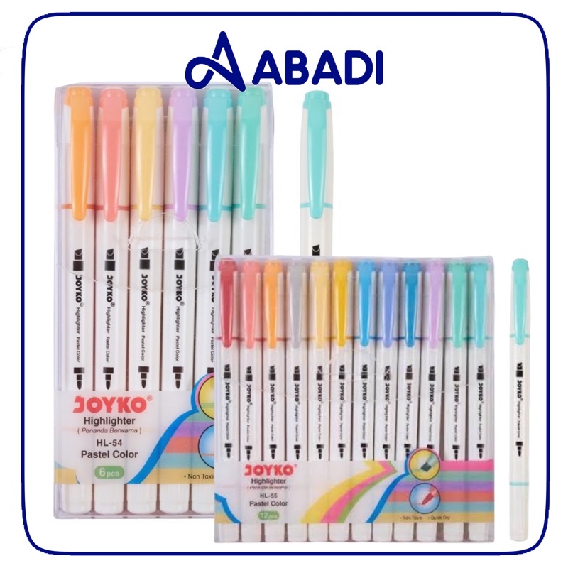 

HIGHLIGHTER PASTEL COLOUR JOYKO HL-54 6 COLOUR & HL-55 12 COLOUR (STABILO)