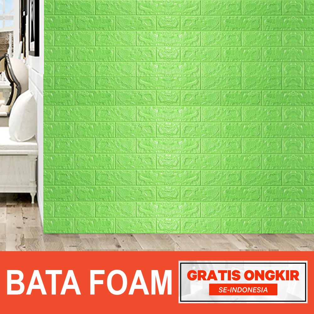Wallpaper Dingding 3D Foam Motif Batu Bata /  Dekorasi Dinding Kamar Murah-FOAM BATA HIJAU 77CM