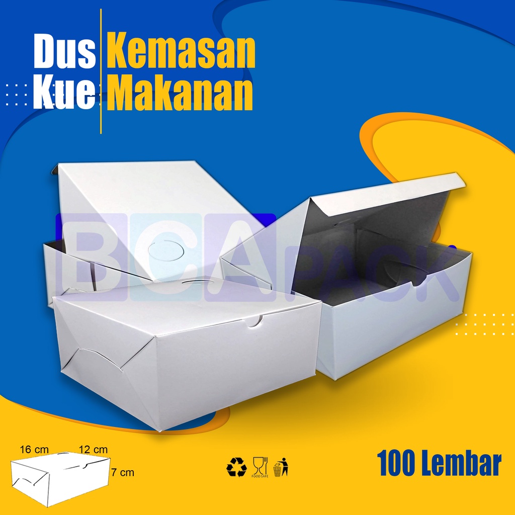 

KOTAK KUE - SNACK BOX - DUS KEMASAN MAKANAN - UK 12X16 - POLOS - ISI 100 PCS JAKARTA