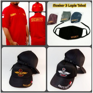  Kaos  Polo Shirt SECURITY  LOGO WINGS MERAH Baju  Security  