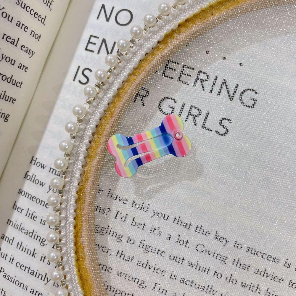 Jepit Rambut Bentuk Tulang Motif Garis Warna-Warni Ukuran 2.5cm Untuk Anjing / Kucing