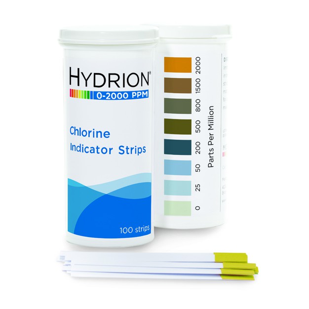 HYDRION CH2000 Chlorine test strip 0-2000 ppm 100 strips CH-2000