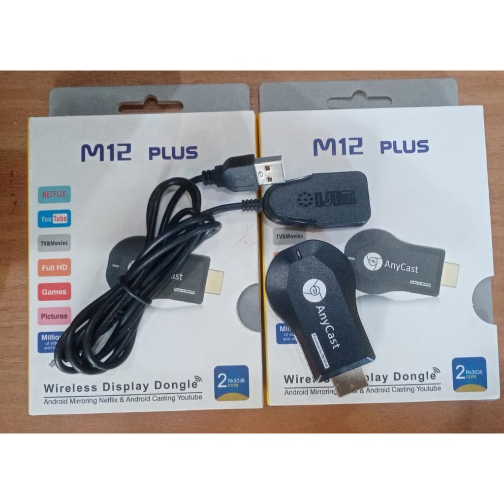 M12 PLUS ANYCAST Hdmi Dongle Wireless / WiFi Display mirroring layar hp / laptop / proyektor / tv