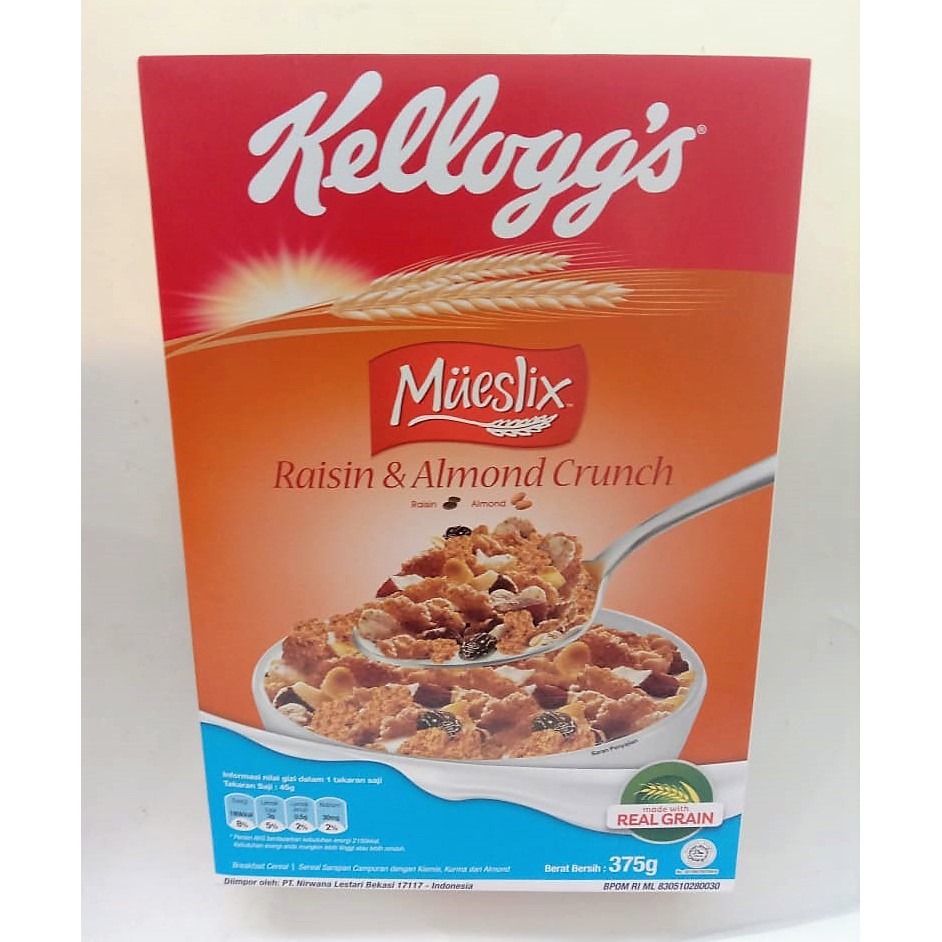 

KELLOGS MUESLIX RAISIN & ALMOND CRUNCH CEREAL 355 GR / SEREAL SARAPAN SEHAT