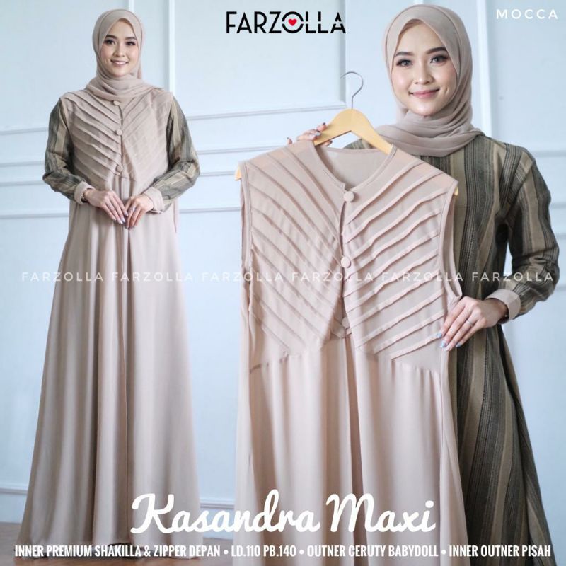 Kazandra Gamis Rompi Wanita Dewasa Baju Muslim Bahan Shakila Mix Ceruty Motif Garis Garis Murah