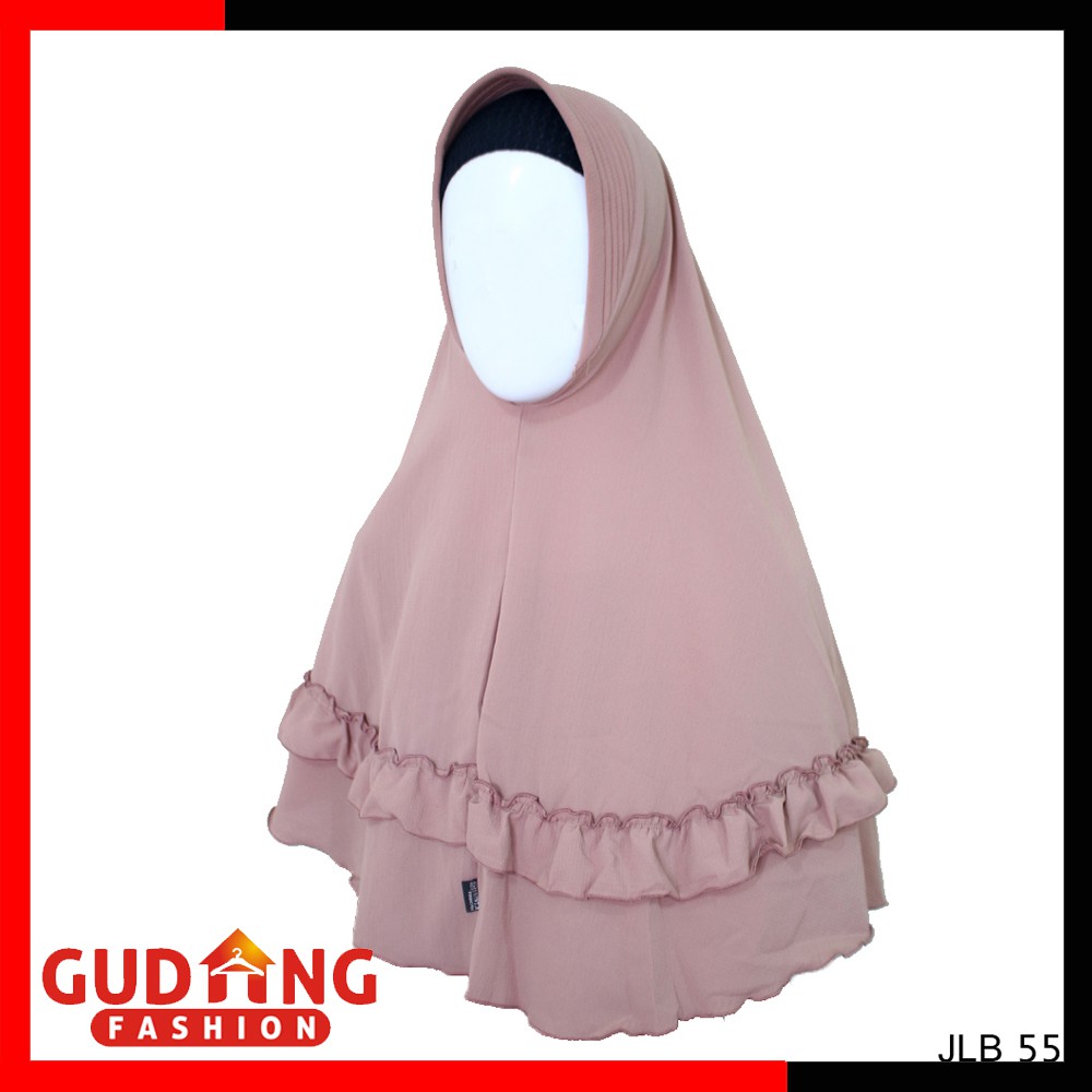 Kerudung Rempel Jumbo Polos Bubble Pop - JLB 55