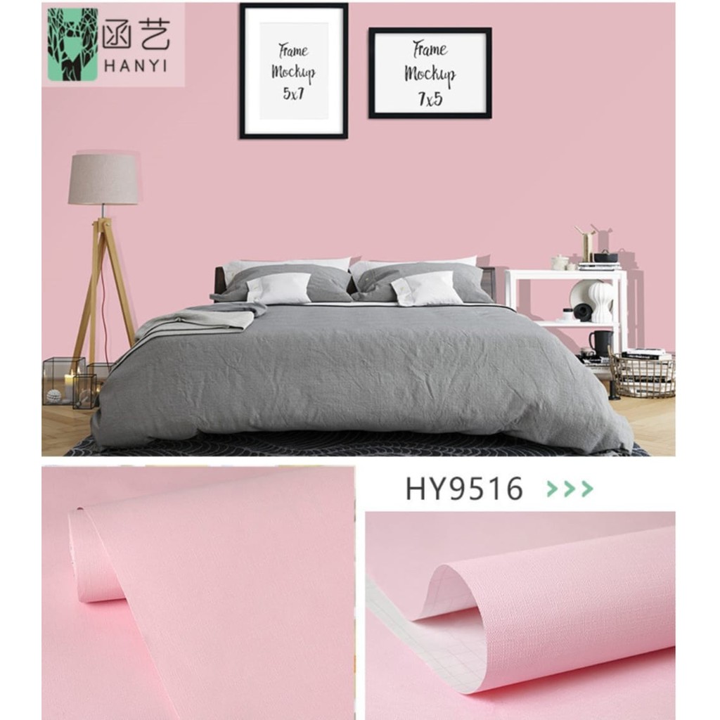 WALLPAPER DINDING 45CM X 9.5 M STIKER DINDING PASTEL PINK SOFT