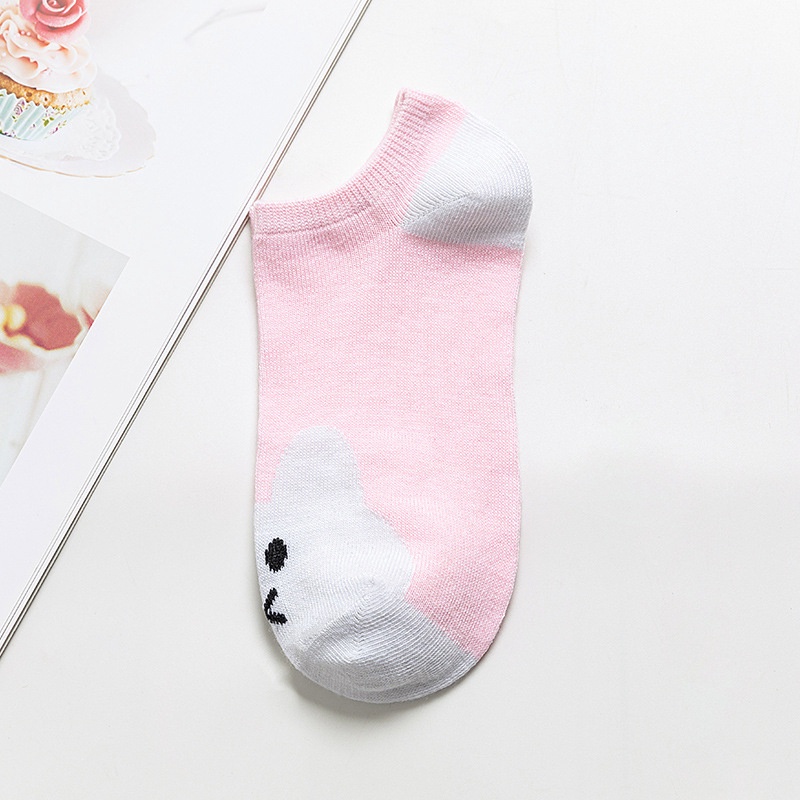 Kaos Kaki Ankle Cute Kaos Kaki Pendek Polos dan Motif Semata Kaki Import Murah Motif Polos-KELINCI PINK