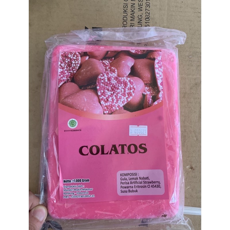 

Coklat block warna pink Colatos kemasan 1 kg
