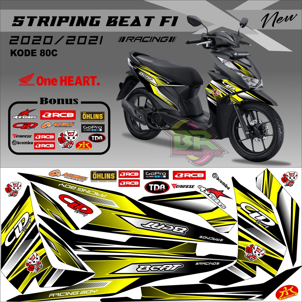 Striping Beat New 2020-2023 Stiker Lis Beat New Variasi kode 80