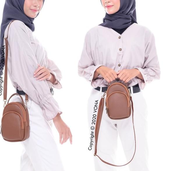 ♩ VONA Tas Selempang Wanita Sling Bag / Tas Kecil Wanita - COLETTE - Mocha ☟