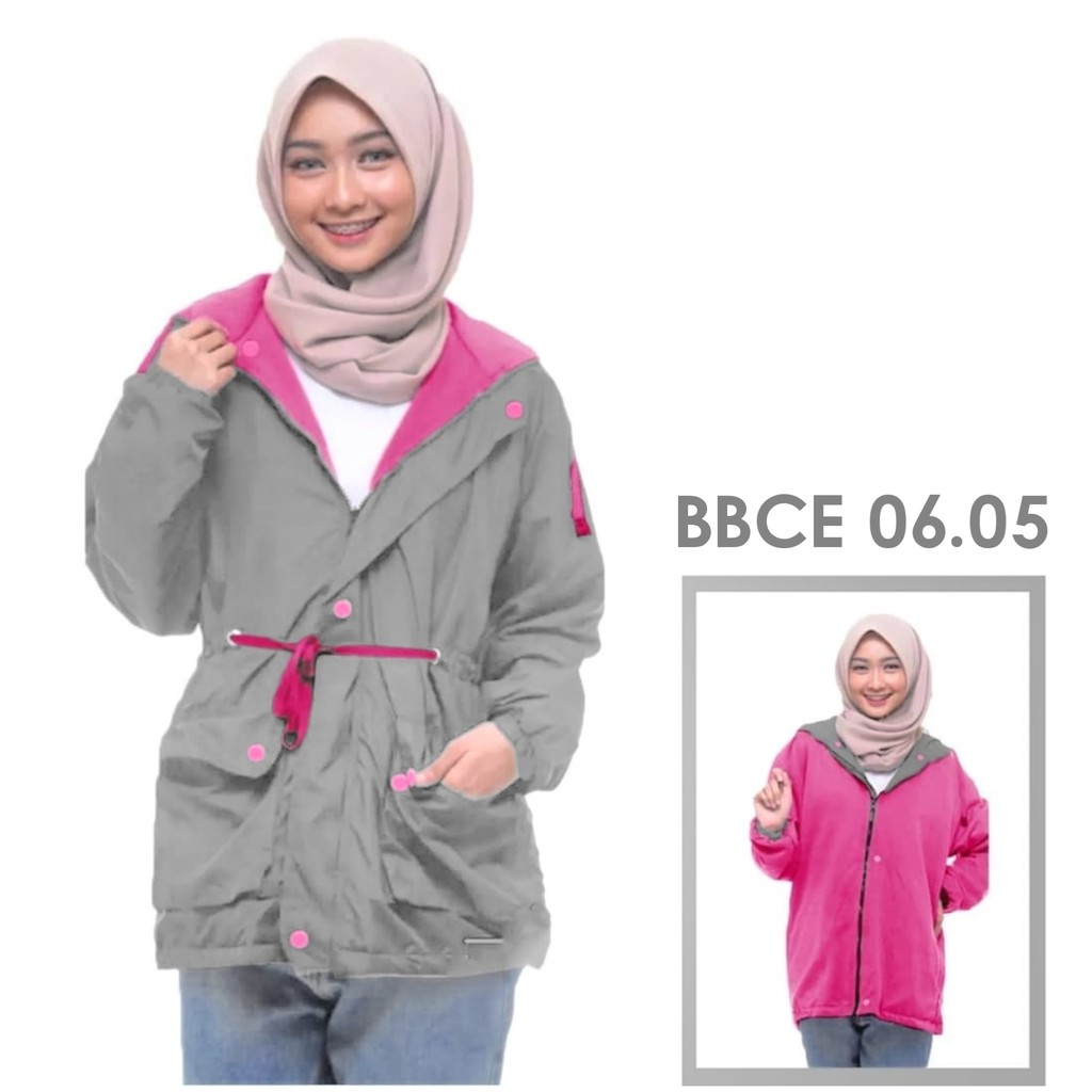 PROMO BISA COD JAKET WANITA BOLAK BALIK BB 2in1 PARASUT ANTI AIR FLEECE 2 LAPIS WINDBREAKER HITS KEKINIAN UNTUK MUSLIMAH DAN CEWEK TANGGUH