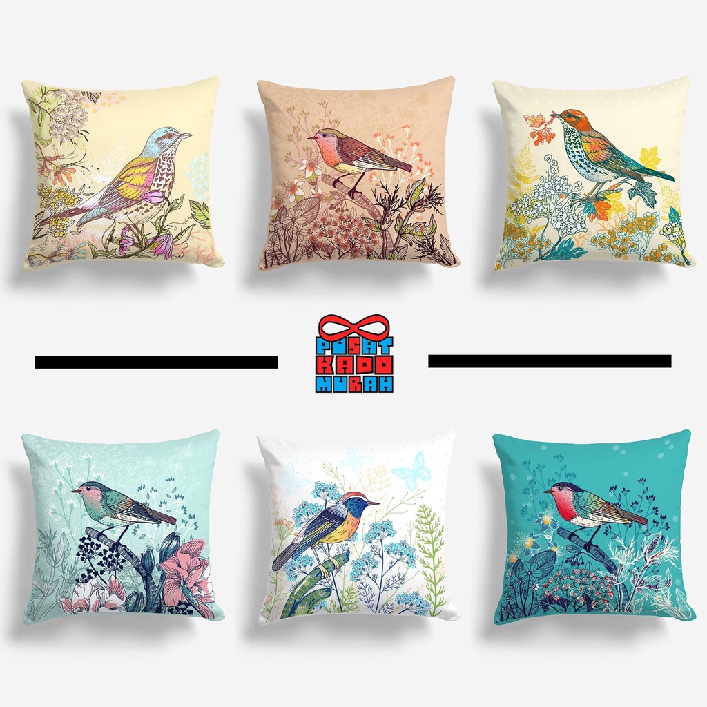 Bantal Sofa Print Motif Gambar Burung Bird 40x40 cm - Pusat Kado Murah