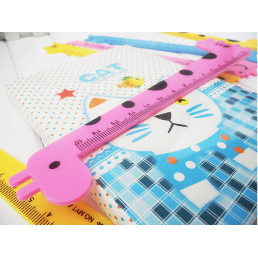 Penggaris Plastik Motif Jerapah ukuran 15 cm