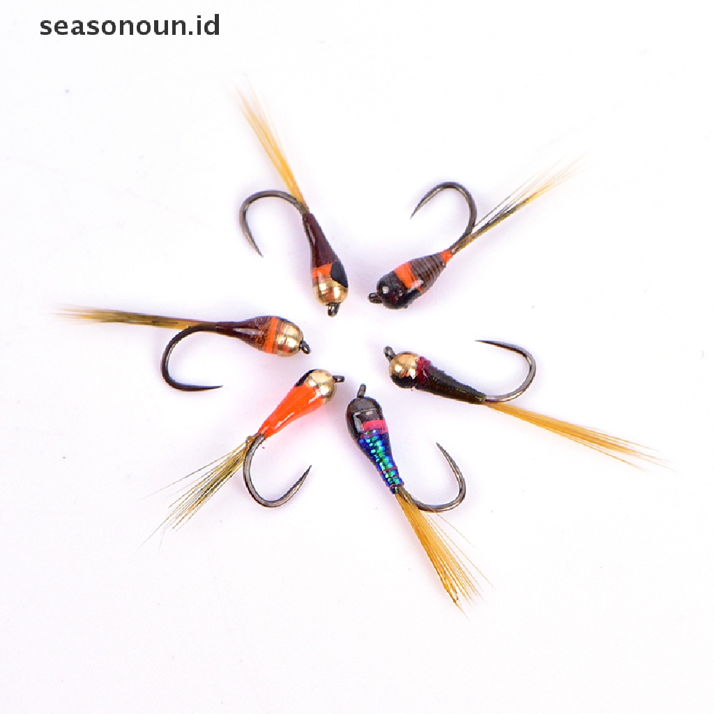 (seasonoun) 6pcs Umpan Pancing Ikan Trout Tungsten Nymph