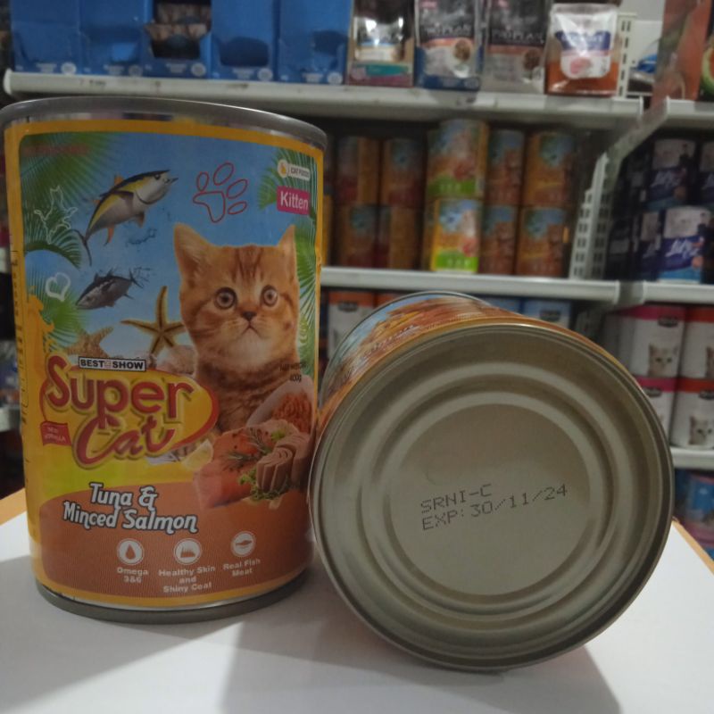 Supercat Kaleng KittenTuna Minced Salmon Makanan Basah Wet Food 400g