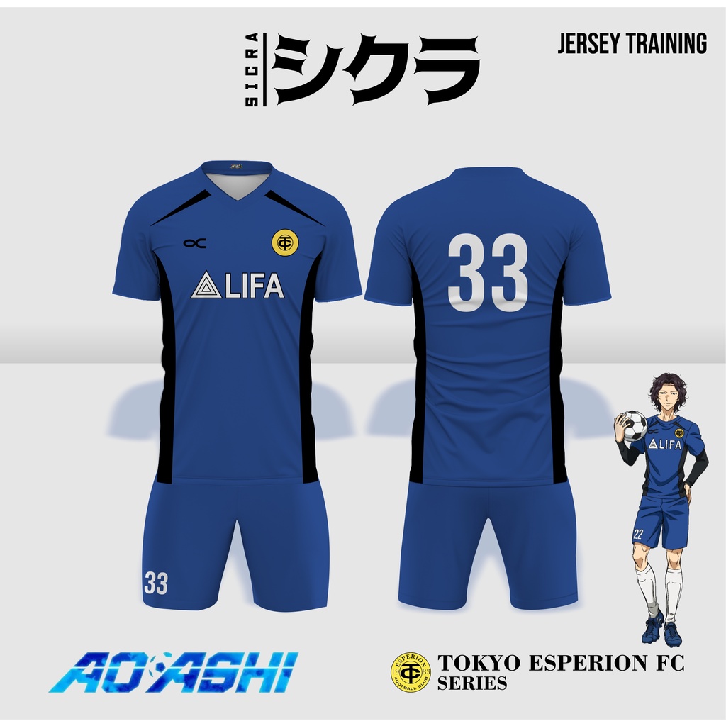Jersey Anime Tokyo Esperion FC, Jersey Anime Ao Ashi Cosplay , Training Jersey