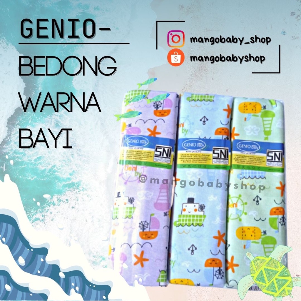 GENIO | BEDONG BAYI ANAK ISI 3 PCS MOTIF WARNA LUCU 90 x 100 cm