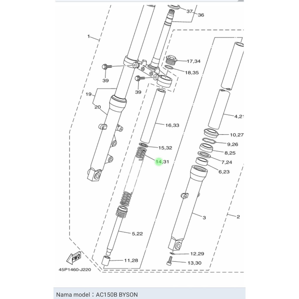 PER AS SHOCK SHOK SOK DEPAN BYSON YGP 45P-F3141-00