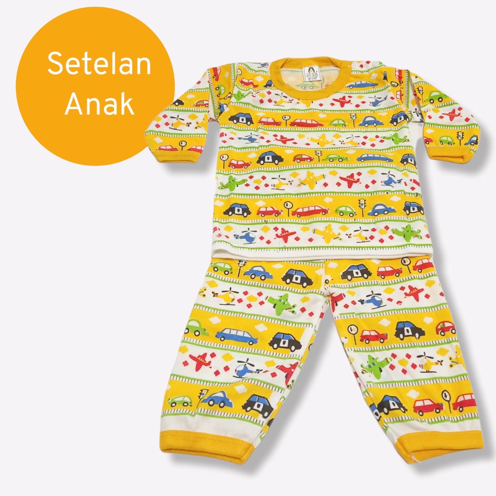 Setelan Piyama Bayi | Baju Tidur Motif Pesawat Tangan Panjang