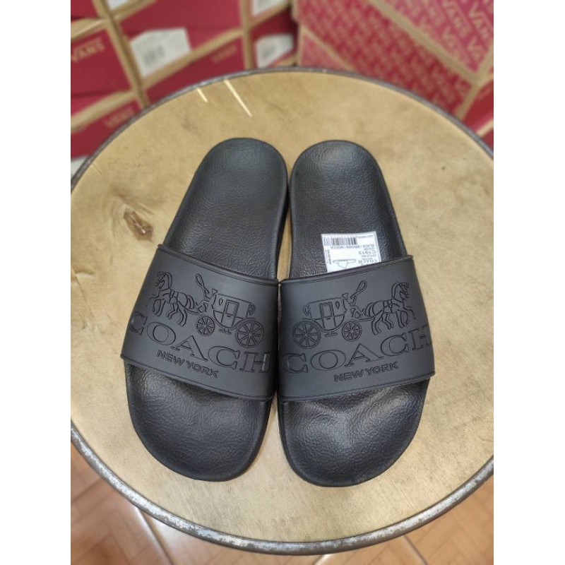 Sandal Slide Coach Triple Black / Sendal Jepit Cowok Import Premium Original / Sandal Harian Pria