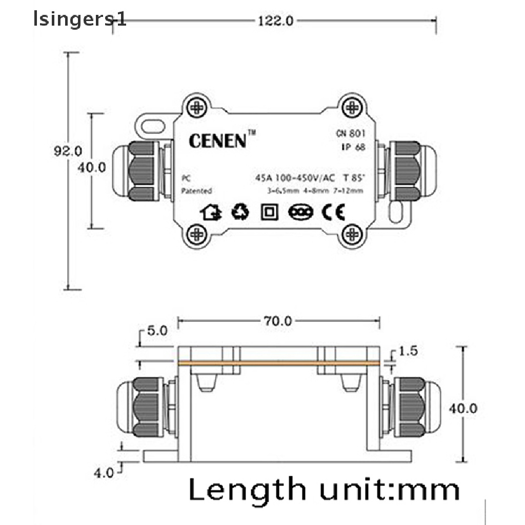 (lsingers1) Junction box 2 Arah Anti Air IP68 Untuk outdoor