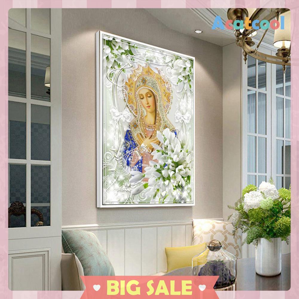 Lukisan Sulaman Berlian 5D Jahitan Bersilang Desain Jesus Woman DIY, 40x50cm