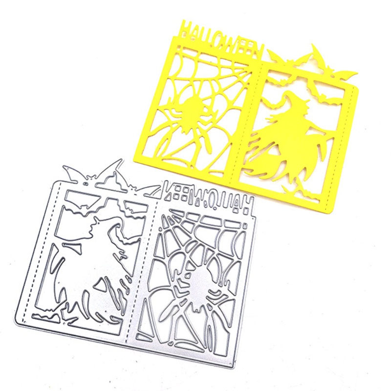 Cutting Dies Embossing Bahan Carbon Steel Desain Kelelawar Laba-Laba Halloween Untuk Scrapbook