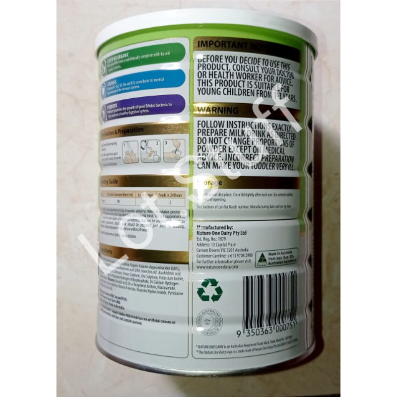 Nature One Dairy Organic Step 1-3 900gr Susu Bayi Batita/Susu Organik-2