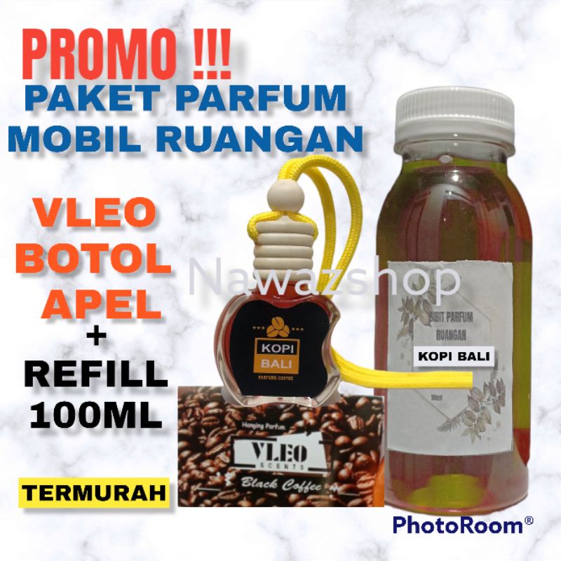 PARFUM MOBIL VLEO SCENTS PAKET HEMAT(VLEO  BOTOL APEL +REFILL 100ml)