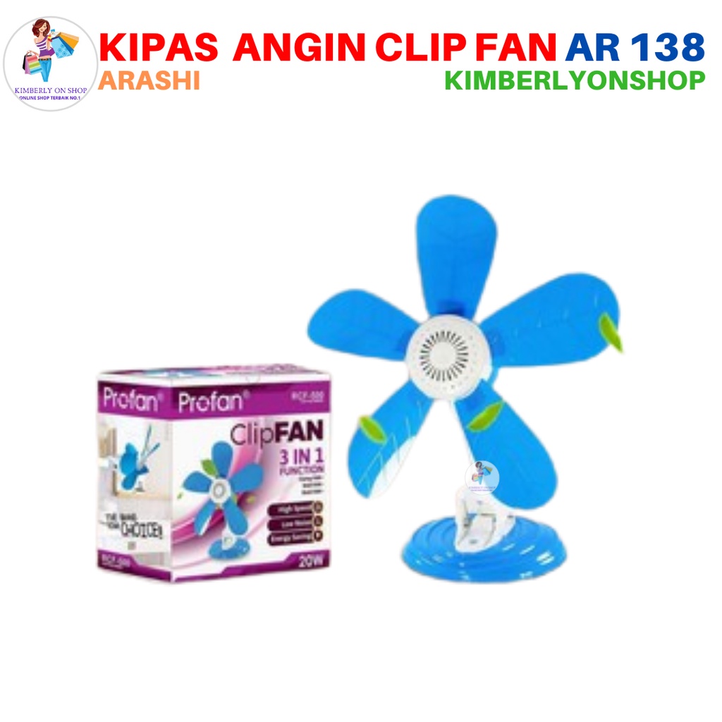 Kipas Angin Clip Fan 20 Watt AR 138 Arashi