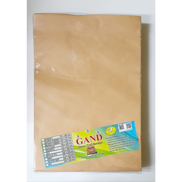 

AMPLOP COKLAT GAND FOLIO (F4) 240x345mm ISI 100 | KRAFT ENVELOPE