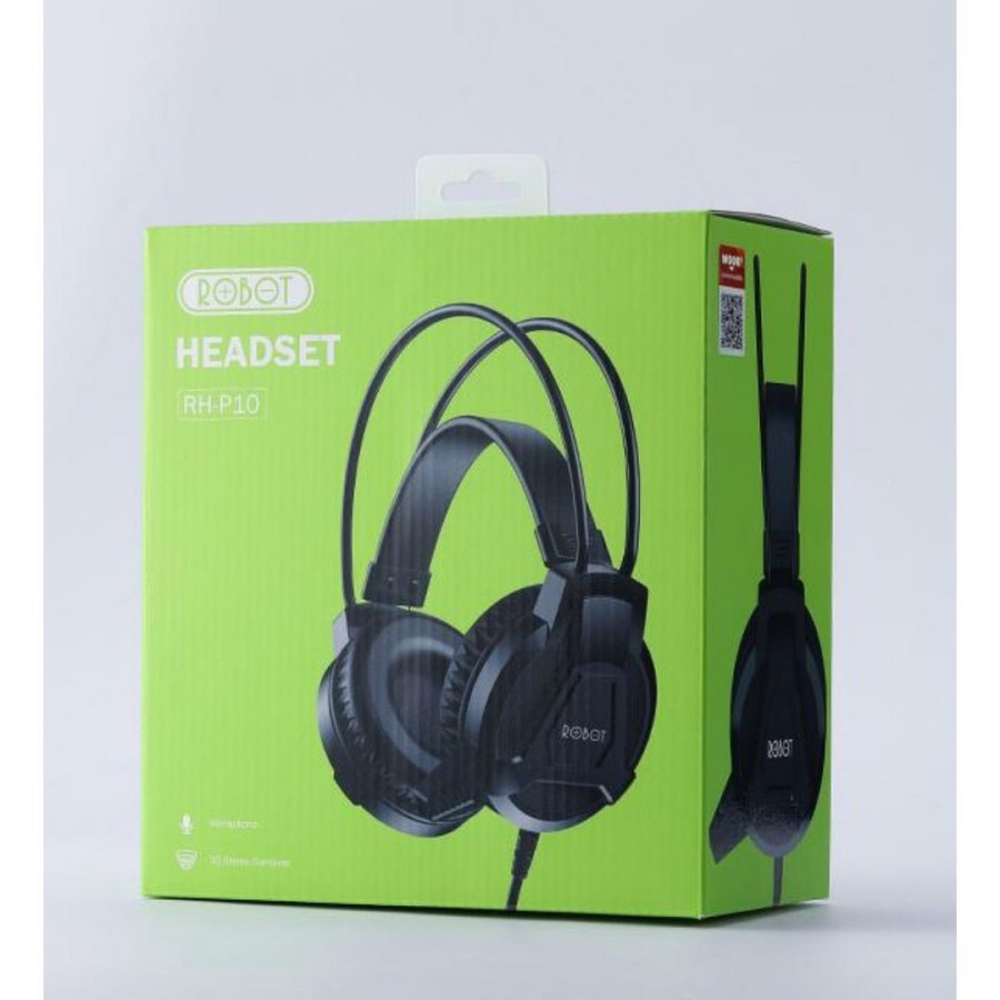 ROBOT Headset Wired HP RH-P10 Headphone Dua Jack Audio 3,5mm With Mic Double Headband Original Resmi