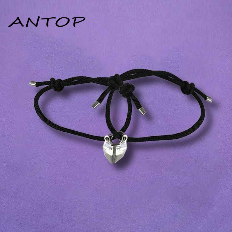 2 Pcs Gelang Couple Magnet Mahnet Hitam Dan Putih Cinta Batu Persahabatan Aksesoris ANTOP