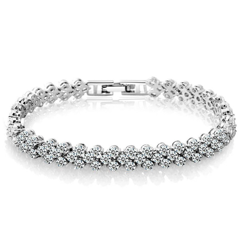 Gelang Kristal Berlian Zirkon Bahan 925 Silver
