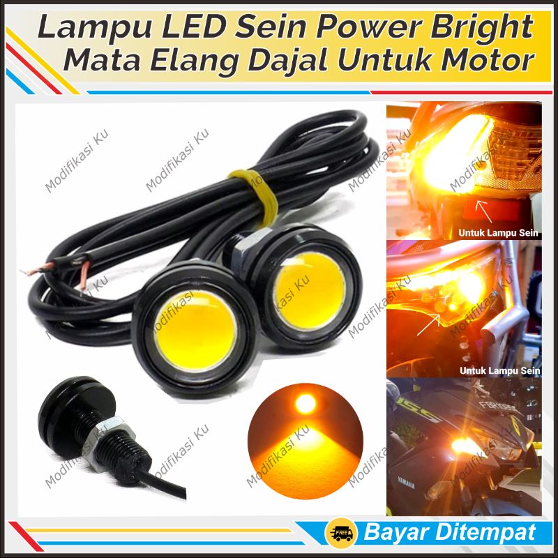 LAMPU LED MATA ELANG SEN : DRL LED EAGLE EYE (MATA ELANG) SEIN SEN RETING MINI PROJI WARNA KUNING PL