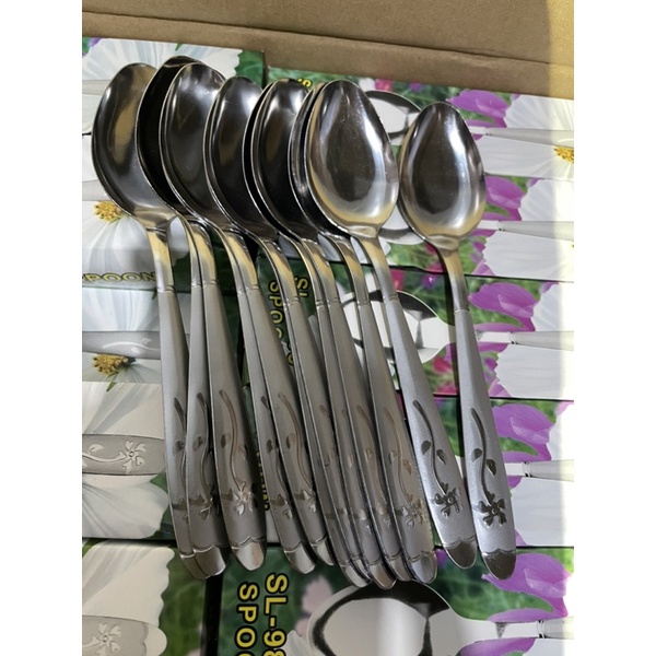 12pcs GARPU MAKAN SENDOK MAKAN SEALION SELUSIN TEBAL STENLESS STEEL / SENDOK RESTO HOTEL .SENDOK BUNGA MAWAR