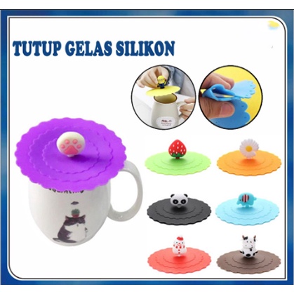 TUTUP GELAS SILIKON COVER CANGKIR SILICONE MUG KARAKTER LUCU MURAH / TUTUP GELAS DAN CANGKIR SILIKON KARAKTER TAHAN PANAS KEDAP UDARA