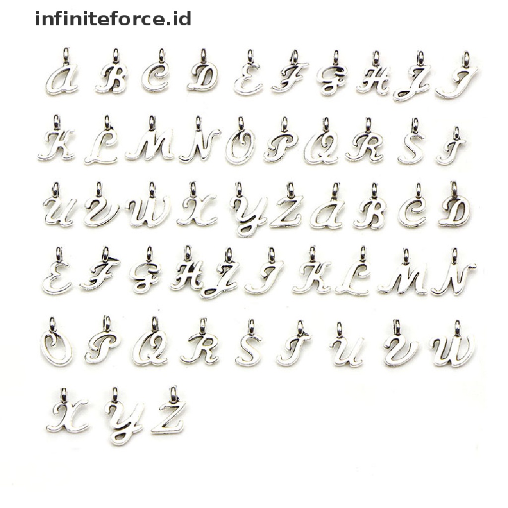 (Infiniteforce.Id) 52pcs / Set Liontin Silver Tibet 26 Huruf A-Z Diy