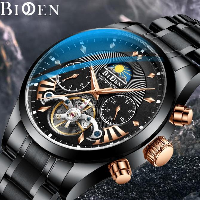 BIDEN jam tangan pria Mekanik Mewah Bisnis Tahan Air Jam Tangan